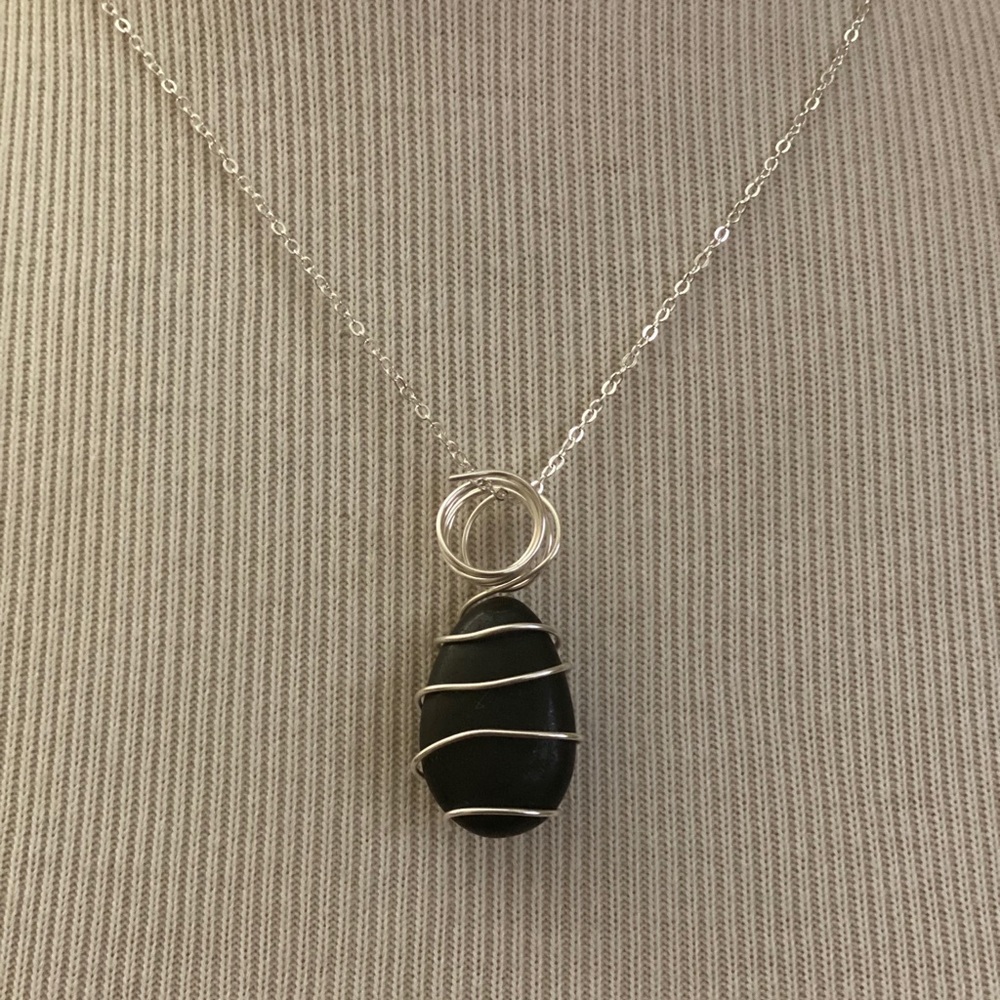 Black Onyx Wire Wrapped Necklace